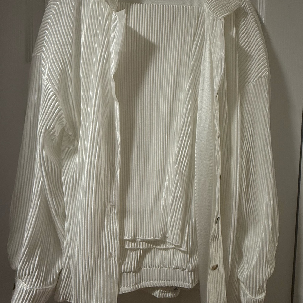 Waverles Pleated Set in Dove - Picture 2 of 9